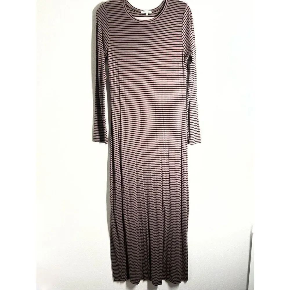 ACTIVE Stripes Long Sleeve Maxi Dress Size L 57” Long